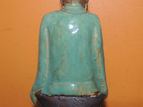 Chinese Mud Man Men Green Blue Robe dish 6" drip glaze mark China Mudman Antique - Picture 10 of 12