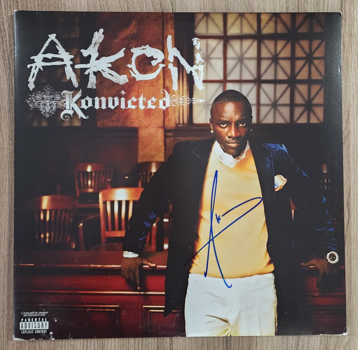 Akon Signed Konvicted Vinyl Record Album Hip Hop Rap Singer