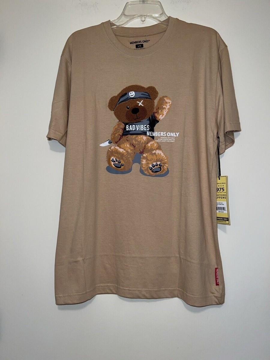 Members Only Bad Vibes Fuzzy Bear With Knife Funny Shirt