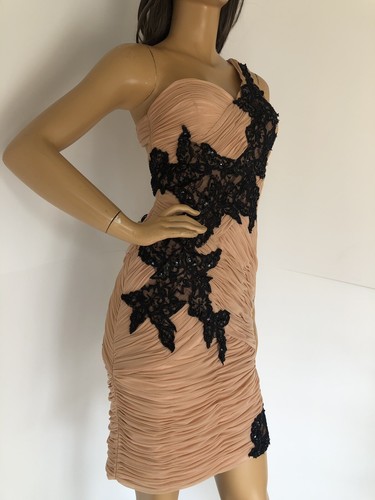 Sue Wong Nocturne sexy ruched mesh and sequins Nude/Blush dress Sz 6 - Picture 5 of 12