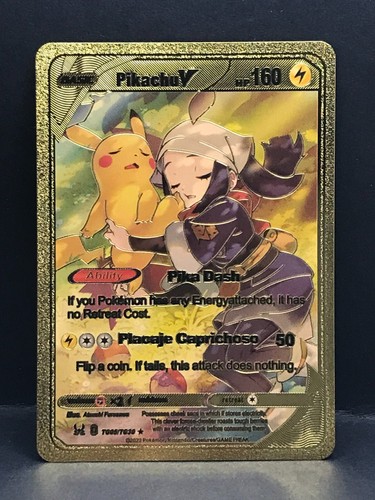 1 Basic Pikachu V Fähigkeit Pika Dash Pokemon Gold Foil Karten - TCG Deck Gold Foil - Bild 1 von 2