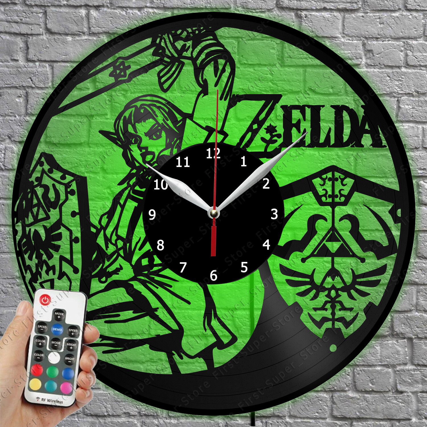 Zelda LED Light Vinyl Record Wall Clock with Retro 1919 Design  