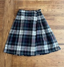 Vintage Laird Portch of Scotland Plaid Skirt Wrap Fringe Wool Pleated Woman's XS