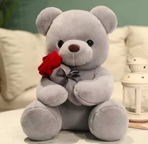 Orsacchiotto Peluche Con Rosa, Regalo San Valentine per Lei, 25 CM Orso Di Peluc - Foto 2 di 3