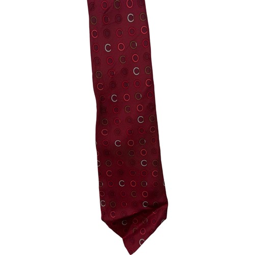 Chanel Chain Link Red Silk Circle Pattern Tie One Size - Picture 2 of 5