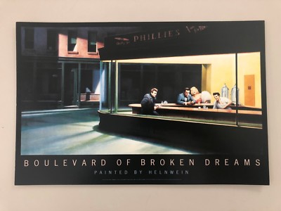 NIGHTHAWKS,JAMES DEAN,BOGART,MONROE,ELVIS PRESLEY BY HELNWEIN,RARE 1987 PRINT