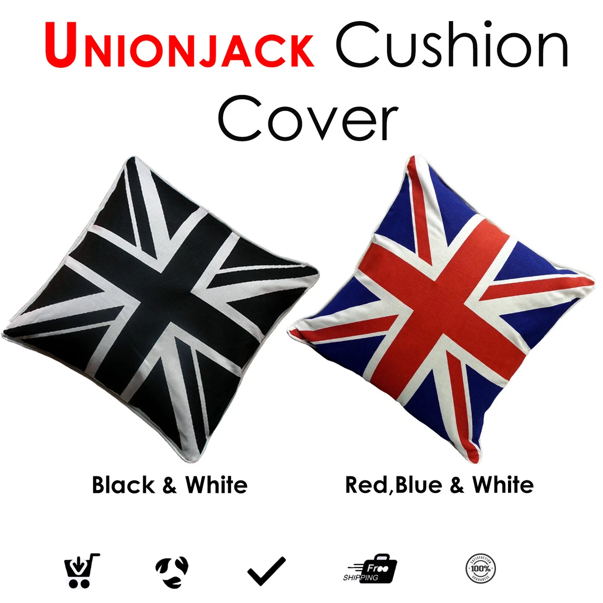 Black and white 2025 union jack cushion