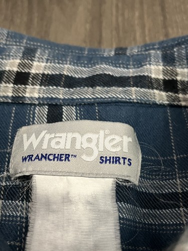 Wrangler Wrancher Flannel Plaid Shirt Western Button Down Pearl Snap Medium ? - Picture 6 of 9