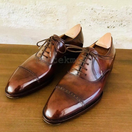 Handmade Men's Leather Cognac Patina 