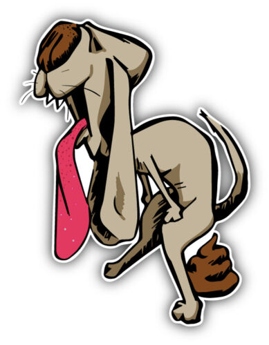 Dog Pooping Cartoon Animal Car Bumper Sticker Decal - Dog Pooping Cartoon Animal Car Bumper Sticker Decal -