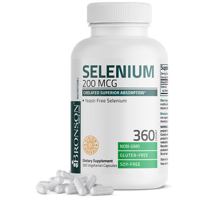 Selenium 200mcg Amino Acid Immune Support Trace Mineral Non-GMO, 360 Capsules