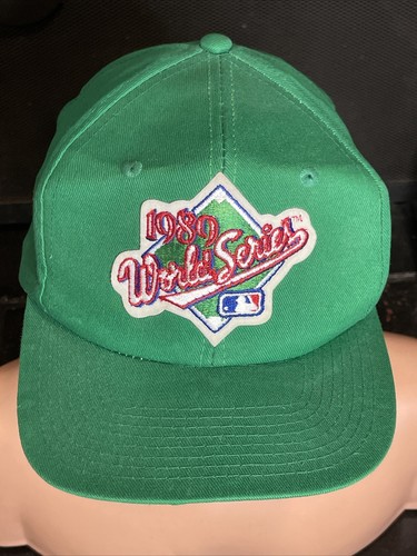 Vintage Green Snapback Hat 1989 MLB World Series Cap Patch Baseball Bay Oak A’s