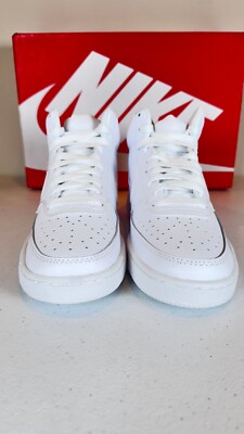 Nike Court Vision Mid Top Womens Sneakers Triple White Size 7  Shoes CD5436-100