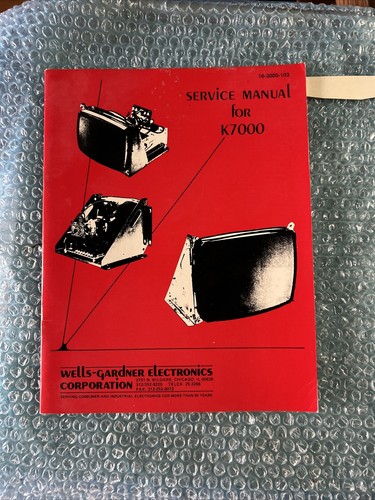 manuel original Wells Gardener Monitor K7000 Arcade jeu vidéo