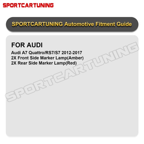 Smoked Front & Rear LED Side Marker Lights For 2012-2018 Audi A7 S7 RS7 Quattro - Picture 9 of 10
