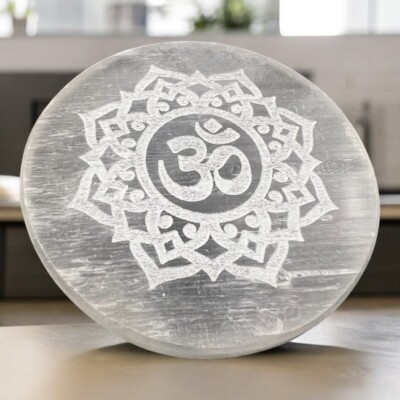 Selenite Crystal Charging Plate For Crystals And Healing Stones, 3'' Round Disc