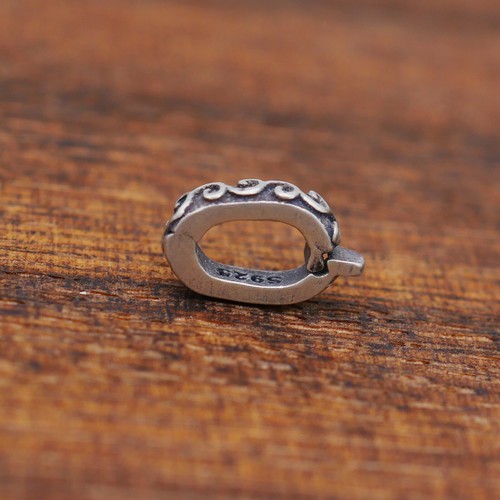 TINY Sterling Silver 925 Link Lock Oval Jump Ring Charm Pendant Connector A5159 - Picture 8 of 11