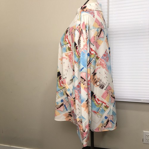 Camicia donna In' Voland con bottoni taglia 22W manica lunga collo colletto multicolore - Foto 4 di 14