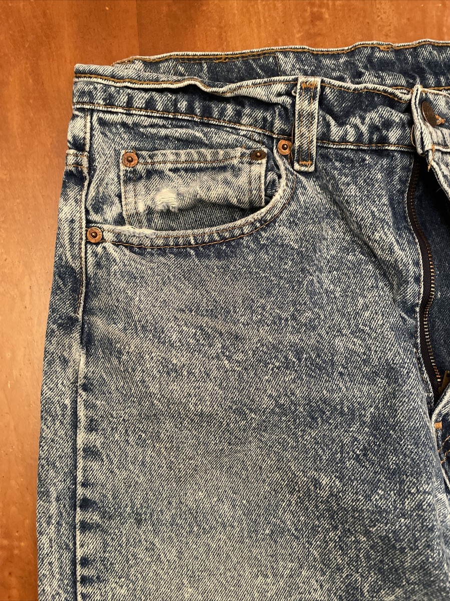 VTG 80s 90s Levis 505 Made USA Denim Jeans Marble Acid Wash Mens 