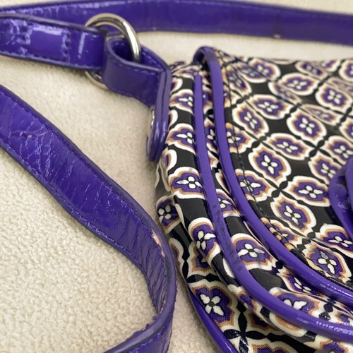 Vera Bradley Coated Cotton Shiny Purple Black Beige Small Crossbody Bag Purse - Picture 10 of 12