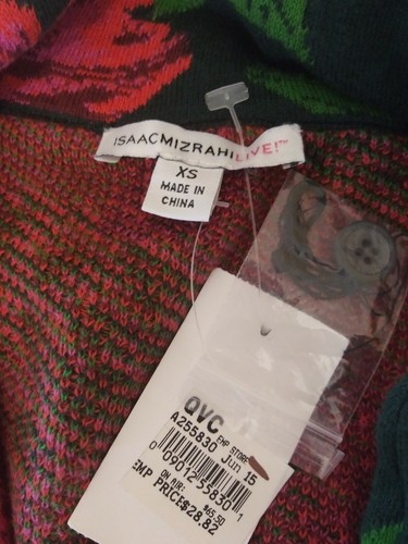 Isaac Mizrahi Womens Sweater Size XS Pink Red Black Long Sleeve Floral NWT - Picture 7 of 8