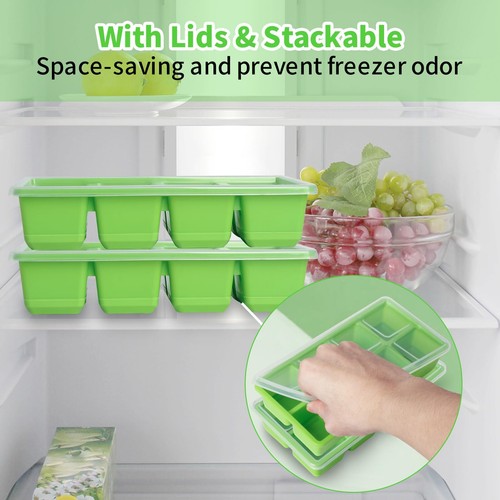 Silicone Large Ice Cube Molds 2-Pack with Lid for Freezer, 8 Giant Cubes - Picture 5 of 7