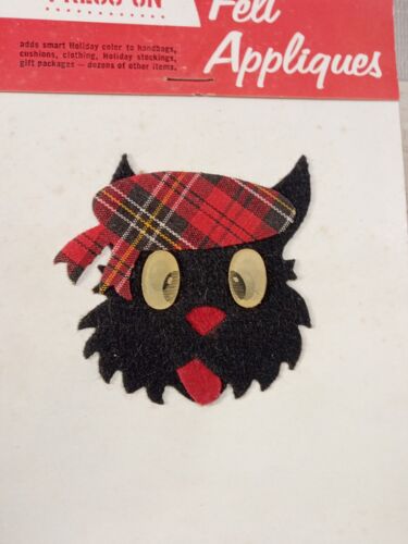 SCOTTIE DOG Filz-Applikation zum Aufdrücken 2,5" Augen bewegen Walco NY Vintage Bügelbild - Bild 5 von 9