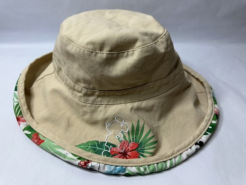 Disney Mickey & Minnie Reversible Tropical Hawaiian Bucket Hat Beige/White Adult