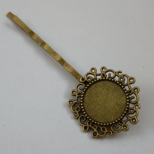 10 pcs Antiqued Bronze Alloy Floral Hair Clip Blank Bezel Hairpin Headwear 14mm - Picture 2 of 4