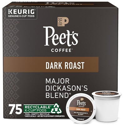 Peet's Coffee, Dark Roast Keurig K-Cup Pods - Major Dickason's Blend 75 Count