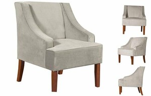 HomePop Velvet Swoop Arm Accent Chair, Gray | eBay