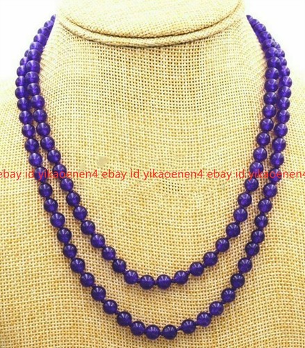 Fashion Women's Natural 8mm Purple Jade Round Beads Necklace 16-36'' AAA+ - Picture 8 of 18