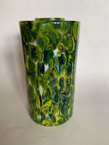 Multi Color Art Glass Cylinder Pendant Lamp Light Shade Fixture 7.5"H x 4"D