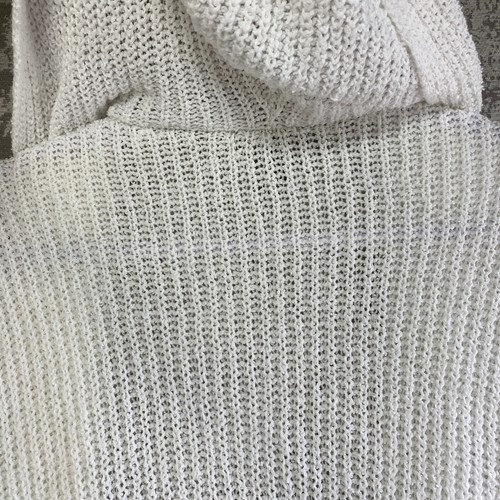 Eileen Fisher Strickjacke aus Baumwolle offene Kapuze Dolman kurzärmelig weiß - Bild 8 von 10