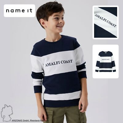 NAME IT Jungen Pullover mit Streifenmuster und Schriftzug Amalfi Coast