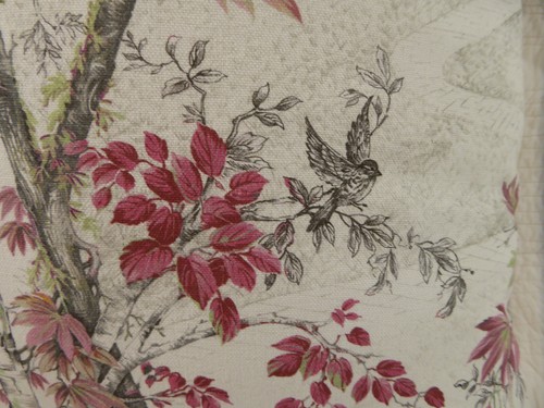 Pink Cushion Cover Tree Glasshouse Bird Print New Handmade 16" inch 40cm - Picture 5 of 12