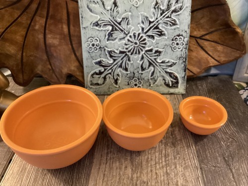 Melamine Set Of 3 Nesting Measuring Bowl 1/8 - 2 Cups Orange Prep Bowls - Picture 1 of 6