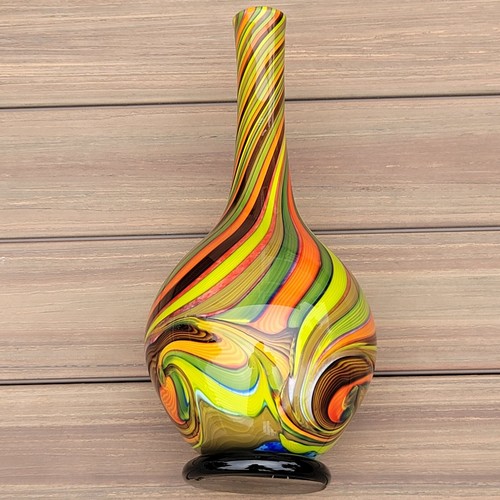 Stunning 17" Murano Style Footed Swirl Twist Hand Blown Glass Vase 10lb! Vintage - Picture 12 of 24