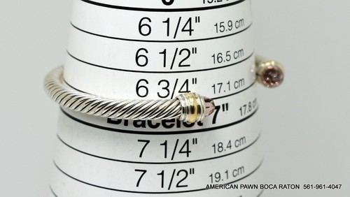 David Yurman Cable Bracelet Silver 14K Yellow Gold & Semiprecious Stone 5mm - Picture 11 of 12