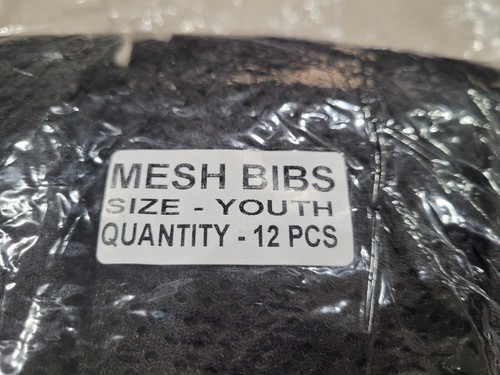 12 Black Mesh Scrimmage VESTS Training Pinnies Soccer Softball size YOUTH-NEW! - Picture 2 of 2