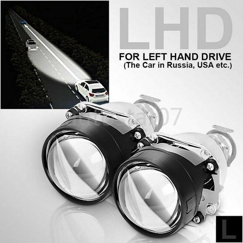 2X Bi LED Projector Lens 2.5" LHD Headlight Kit Hi-Lo Beam Car Retrofit H4 H7 - Picture 2 of 8