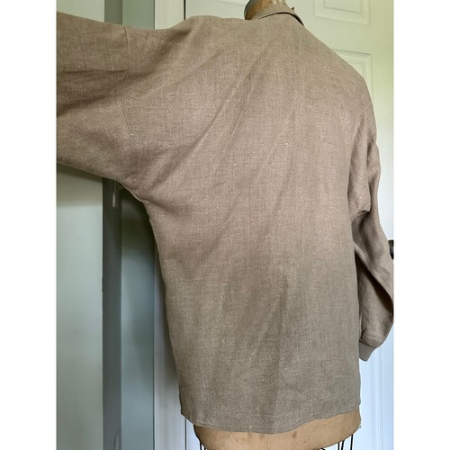 Vintage 90s Y2K Liz Claiborne Taupe Rustic Linen Blazer Jacket Pockets Sz S - Picture 6 of 16