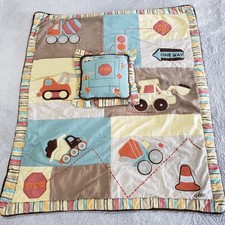 CoCoLo Baby Quilt Pillow 2pc Crib Set Truck Cars Toddler Bedding Boys Nursery
