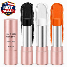 Body Face Paint Sticks 3Pcs Black White Orange Eye Black Set
