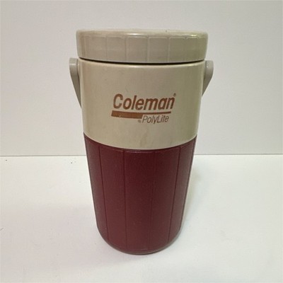 Coleman PolyLite 1 qt Vacuum Flask Insulated Beige/Red Handle Twist Lid