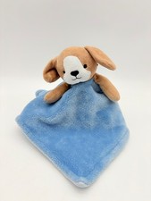 Carters Blue Puppy Dog Lovey Security Blanket Brown Baby Nursery Plush smiling