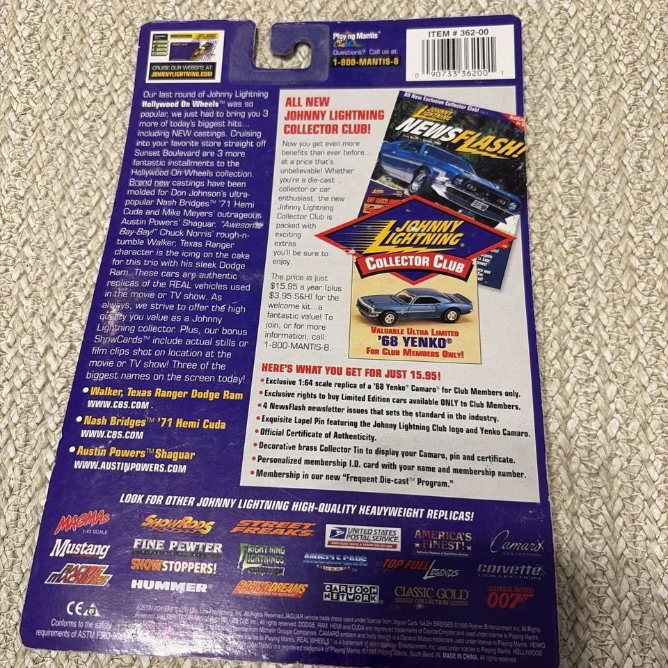 Johnny Lightning: Hollywood on Wheels - WTR: '96 Dodge Ram - #362-00 - BNIB - Image 2 of 2