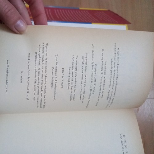 HARRY POTTER AND THE ORDER OF THE PHOENIX first Edition 766 Print Two Blank Page - Picture 5 of 6