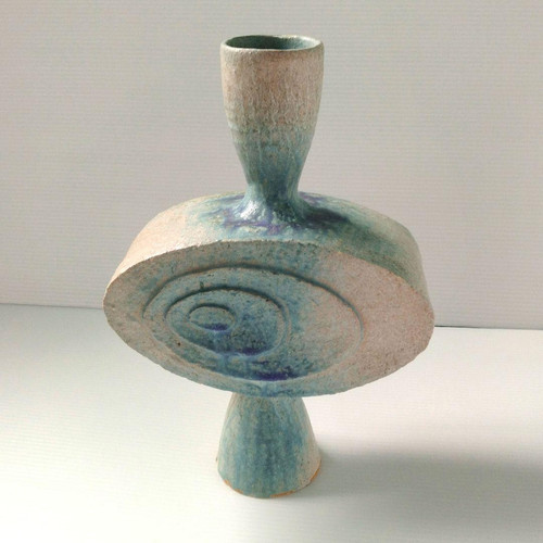 Antique Flower Base Vase Vintage Art Retro Blue