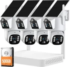 Wireless Security IP Camera System Solar 4MP Dual Lens PTZ 4-Cam 10CH NVR 500GB